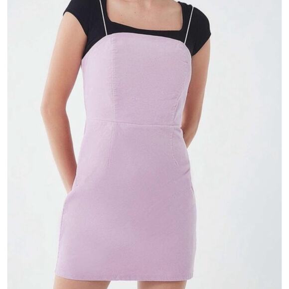 Urban Outfitters Corduroy Mini Dress Size 8 Lavender Purple 90s Strappy Mini - Picture 1 of 9